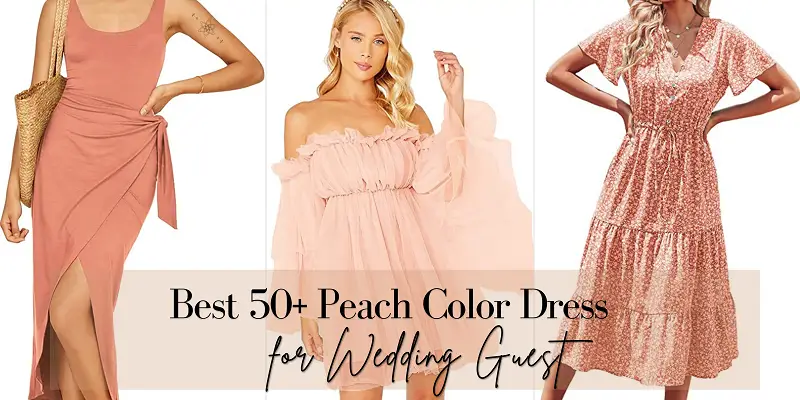 Peach Color Dress for Wedding Guest, Peach Color Dress